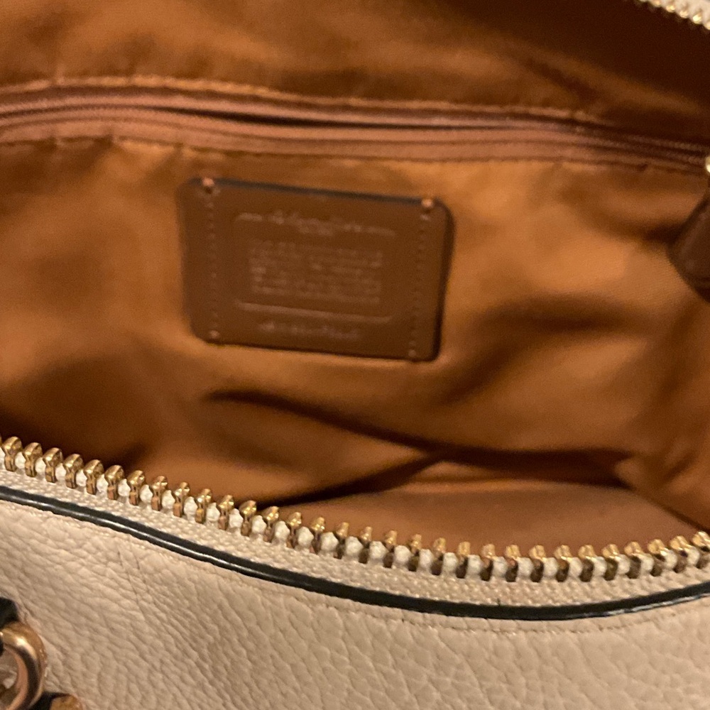 Coach Cream Tote with Black Handles - Picture 12 of 16
